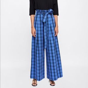 Zara Blue plaid pants/trousers